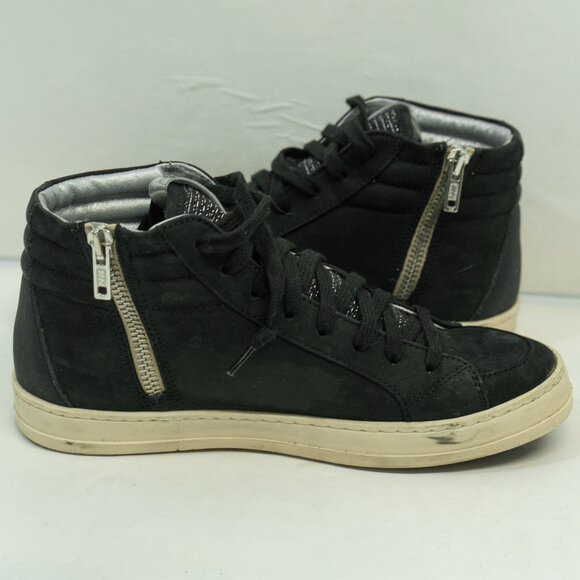 P448 Skate Hi Top Sneaker Black Leather Goth Minimal Streetwear Sneaker Shoe - Picture 12 of 16
